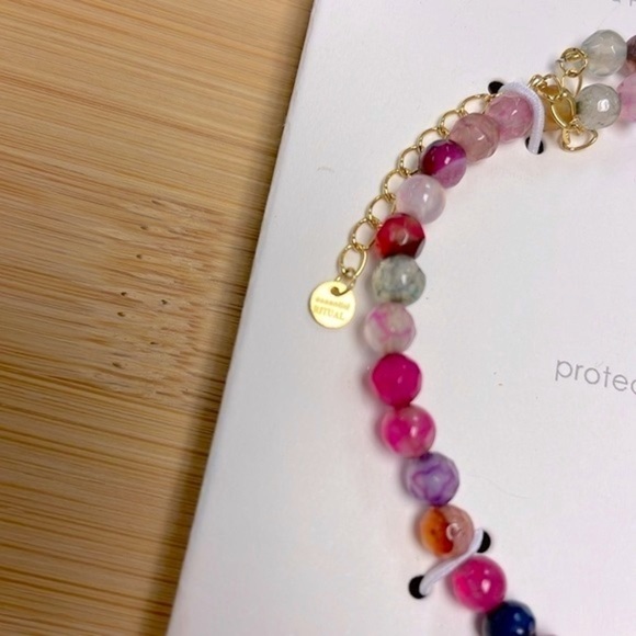 Essential Ritual Genuine Stone 18k Gold Plated Sterling Silver Charm Anklet - Picture 11 of 15